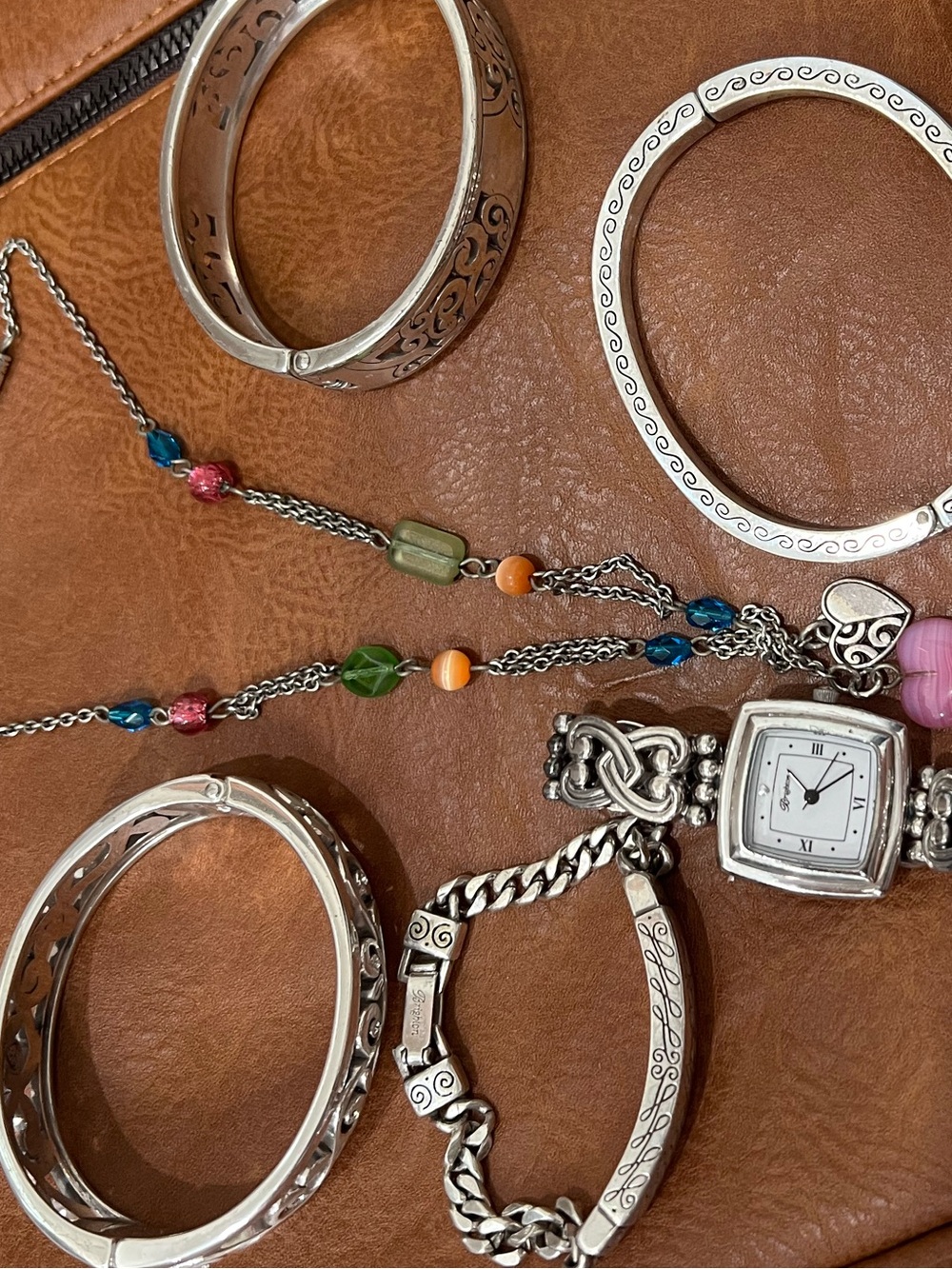 Brighton Silver-Tone Bracelet Watch and Mixed-Bead Necklace Set